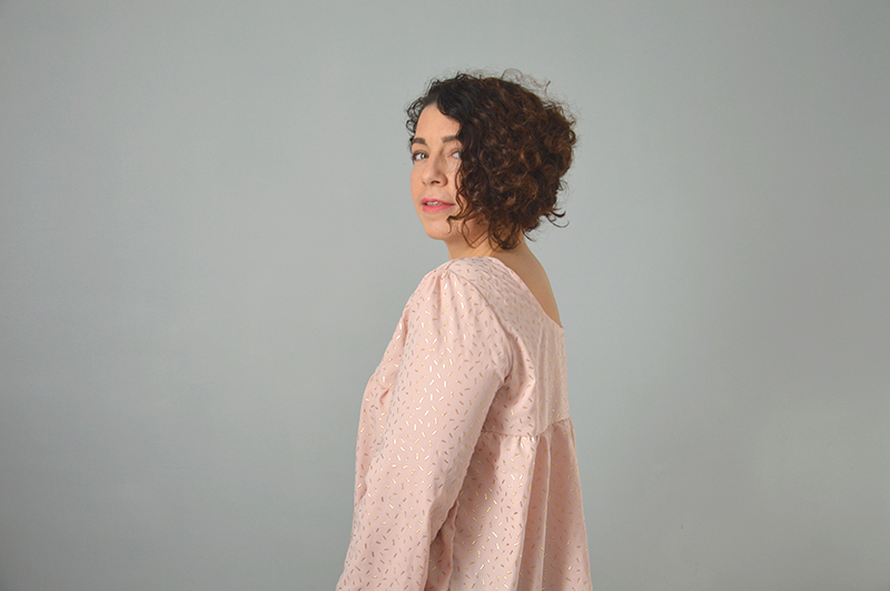 Blouse panama rose et doré