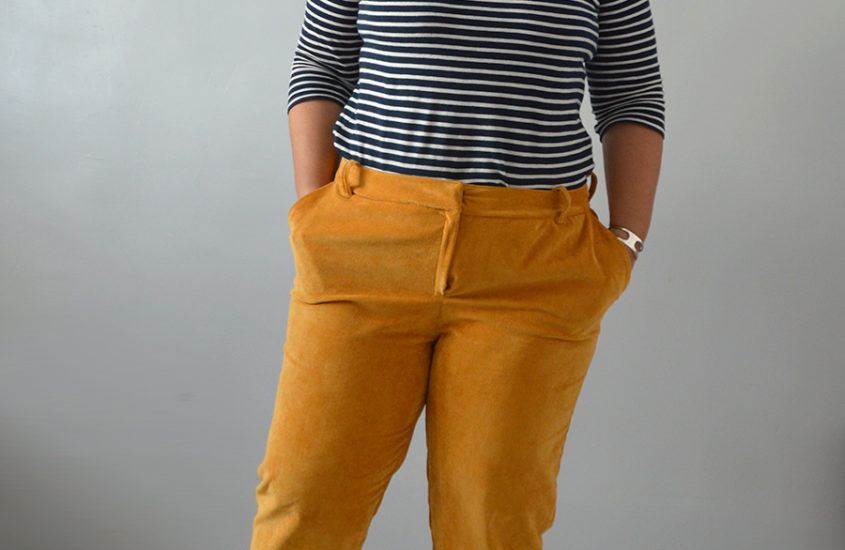 Le pantalon Melody en velours milleraies ocre