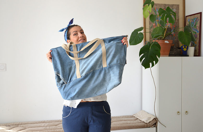 Le sac Anatole : upcycling de jeans taille XXXL