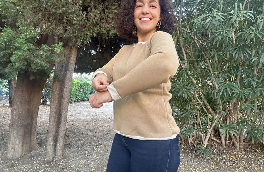 Le sweat raglan Maëlle beige qui brille